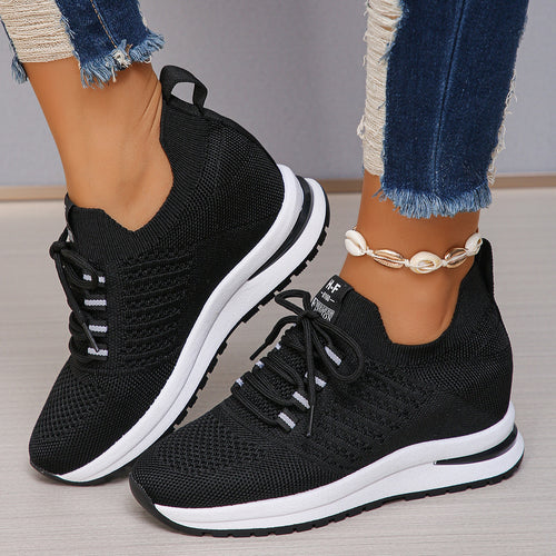 Damen Sportliche Sneaker mit atmungsaktivem Strickdesign und rutschfester Sohle EB