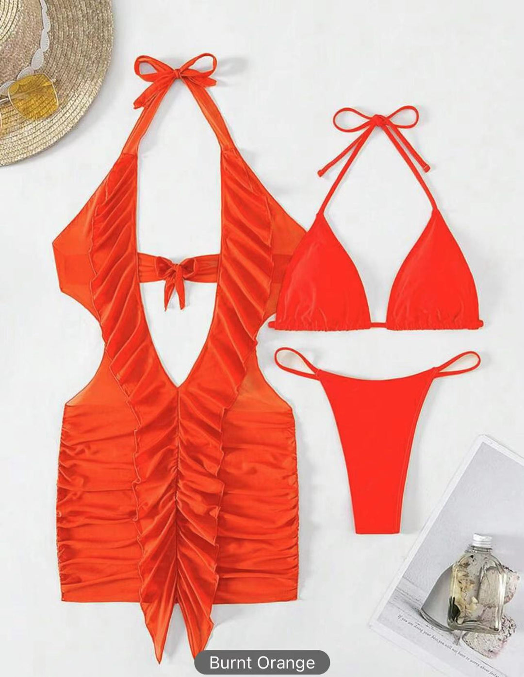 Damen Bikini-Set mit raffiniertem Rüschendesign und verstellbaren Trägern EB
