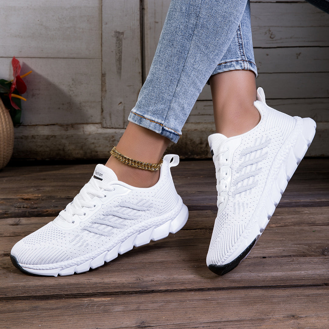 Damen nan gestrickter Schlupf-Sneaker mit elastischem Schaft, Zier-Schnürung und segmentierter Dämpfungssohle EB