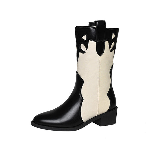 Damen Cowboy-Stiefel mit modischem Stickmotiv EB
