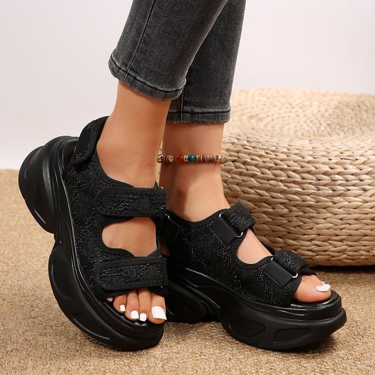 Damen Sandalen mit innovativem Klettverschluss und rutschfester Plattformsohle EB