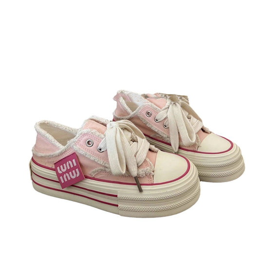 Damen Sneaker mit flauschiger Oberflächenstruktur und trendiger Blocksohle EB