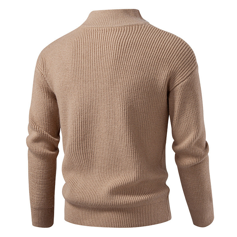 Herren Strickjacke mit hohem Kragen und innovativem Reißverschluss EB