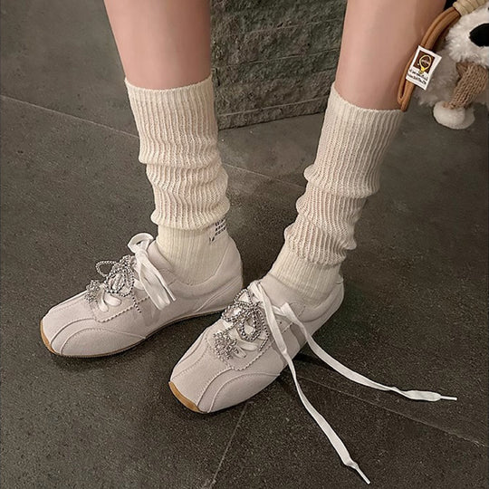 Damen Modische Sneakers mit funkelnden Ziersteinen EB