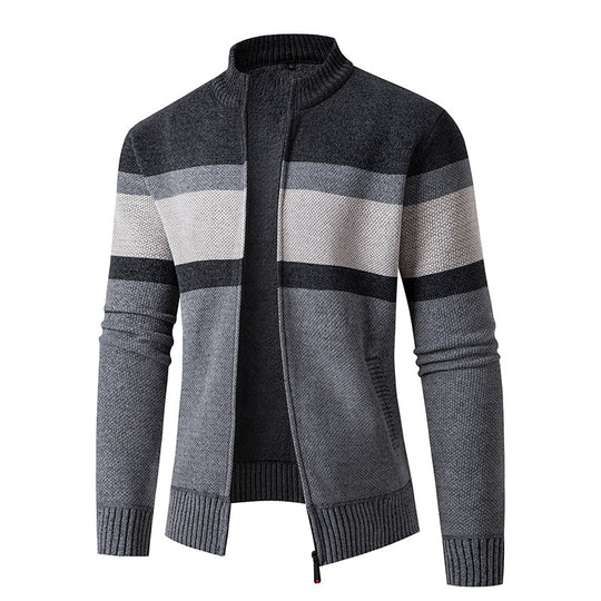 Herren modische Strickjacke mit hohem Kragen und strukturiertem Design EB