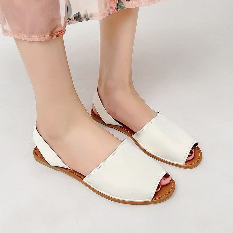 Damen Offene Slingback Sandalen aus hochwertigem Leder mit komfortablem Fußbett EB