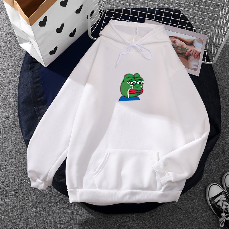Unisex nan relaxed-fit Kapuzenpullover mit weichem Fleece-Futter, Kängurutasche und gesticktem Frosch-Emblem EB