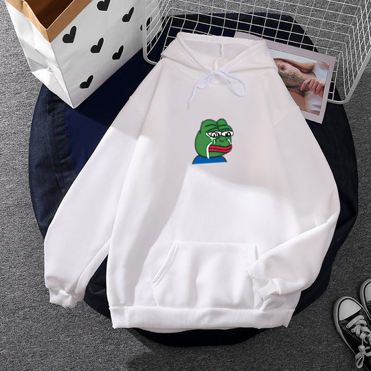 Unisex nan relaxed-fit Kapuzenpullover mit weichem Fleece-Futter, Kängurutasche und gesticktem Frosch-Emblem EB