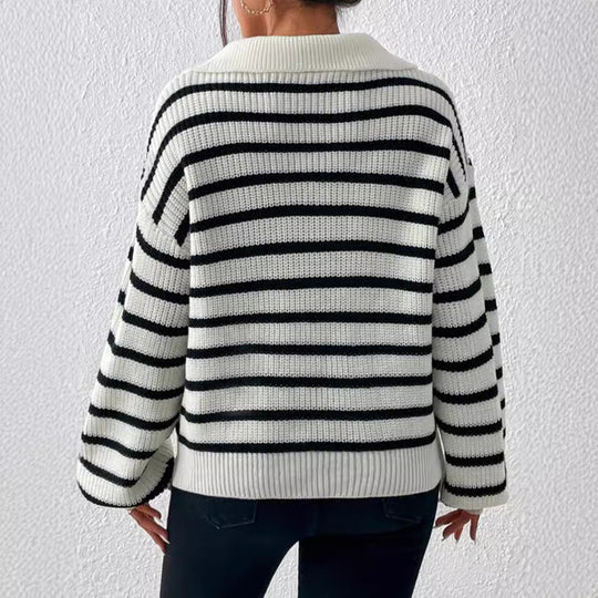 Damen stylischer Strickpullover mit hochgeschlossenem Kragen und lässigem Schnitt EB