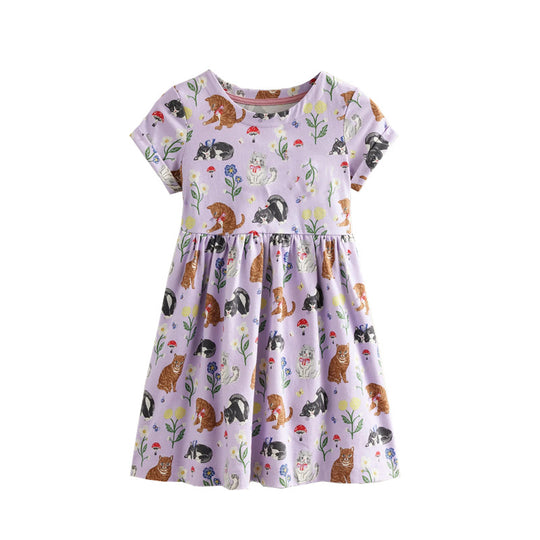 Mädchen T-Shirt Kleid mit kreativem Taschenmotiv EB