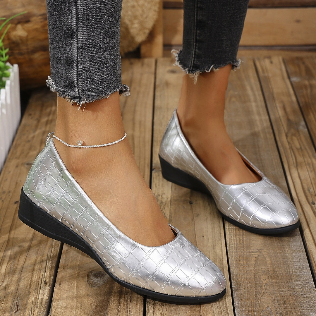 Damen Elegante und komfortable Ballerinas mit modischem Krokopattern EB