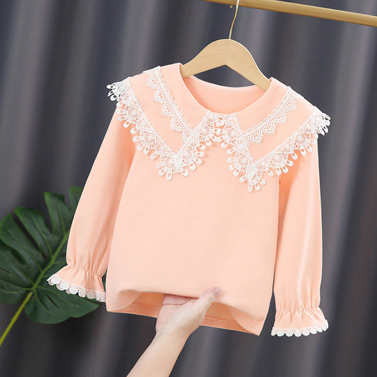 Damen Sweatshirt mit hohem Spitzenkragen EB