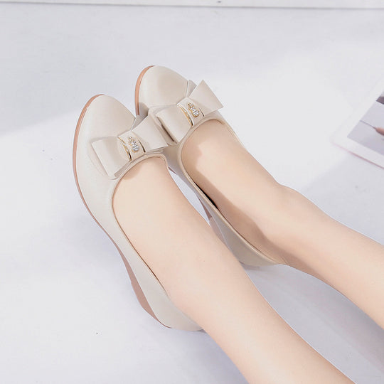 Damen elegante Keil-Pumps mit dekorativem Schleifen-Design EB