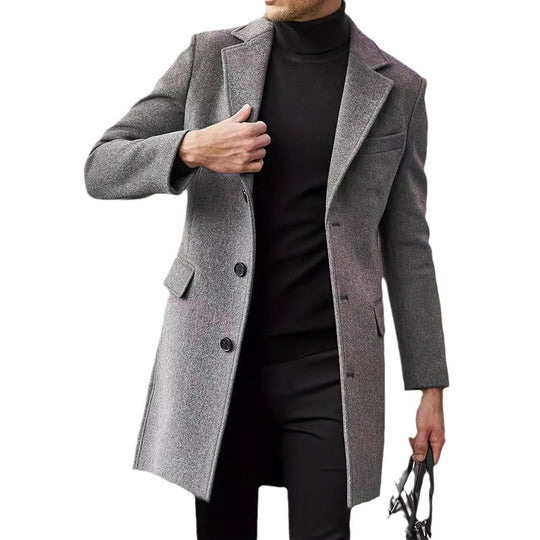 Herren eleganter Wintermantel mit klassischem Revers EB