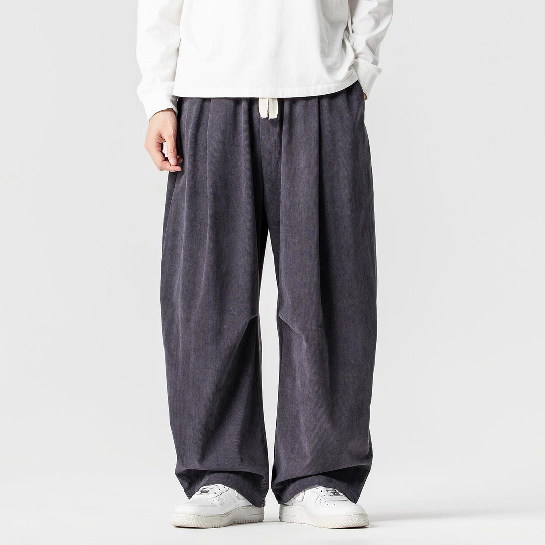 Herren nan weite Cordhose mit Tunnelzug, Bundfalten und relaxed Fit EB