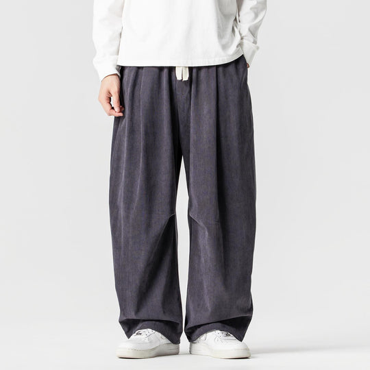 Herren nan weite Cordhose mit Tunnelzug, Bundfalten und relaxed Fit EB