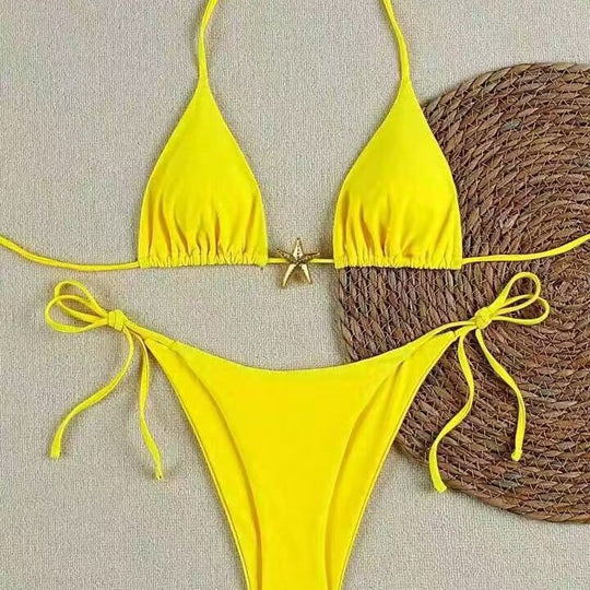 Damen Bikini-Set mit verstellbarem Triangel-Oberteil und hoher Taillenhose EB