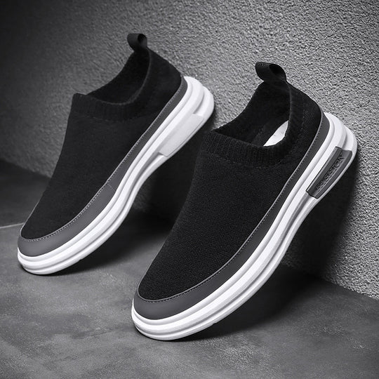 Damen Modische Slip-On Sneakers mit elastischem Strickobermaterial EB