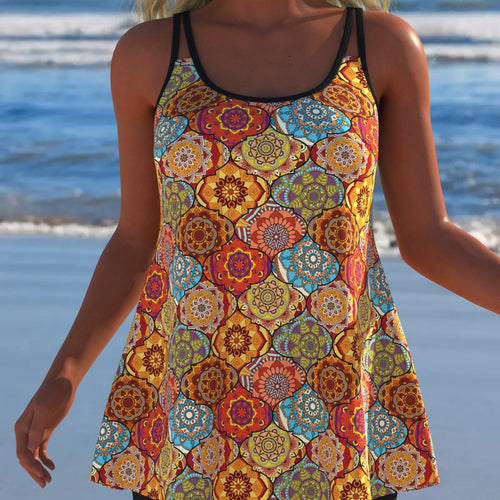 Damen Schwimmanzug mit modischem A-Linien-Schnitt und floralem Design EB