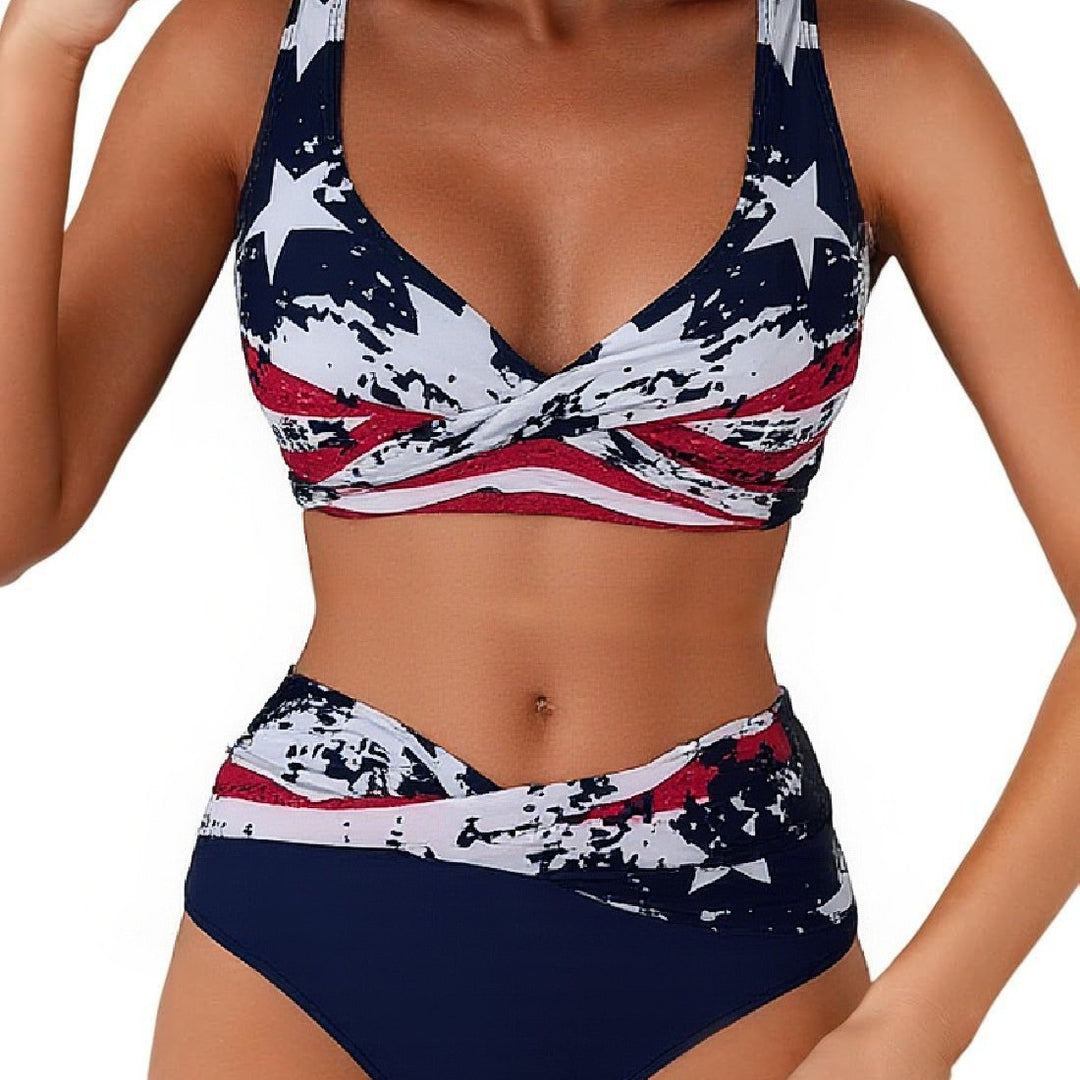 Damen Sportliches Bikini-Set mit hochgeschnittenem Bund EB