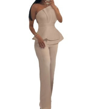 Damen Overall mit asymmetrischem Schnitt und eleganter Peplum-Details EB