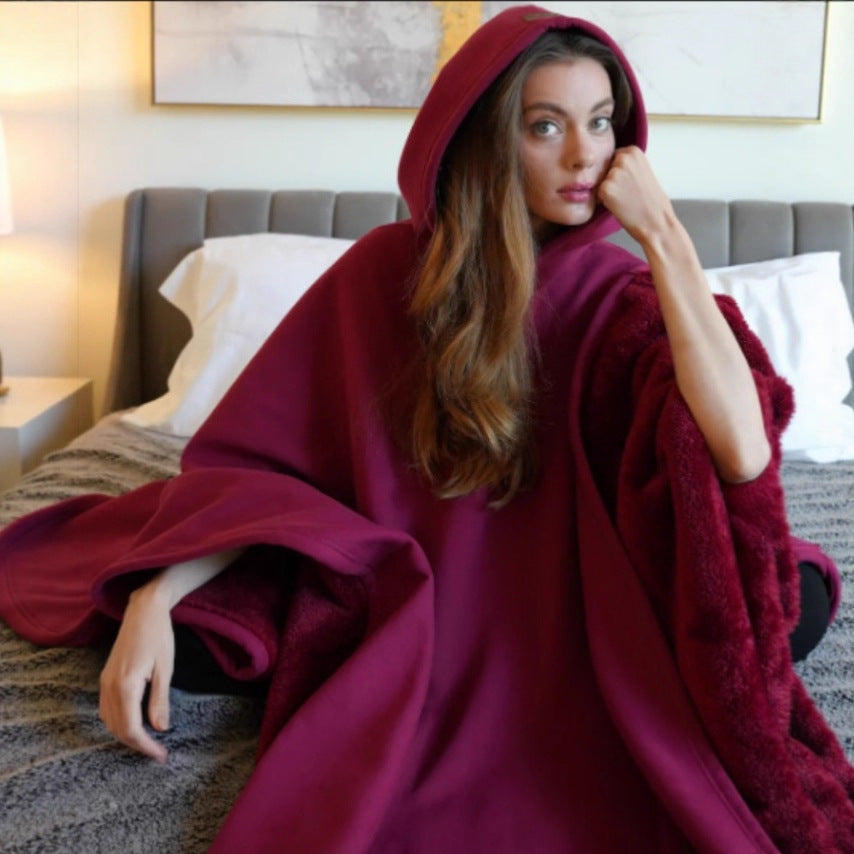 Unisex nan Kapuzen-Poncho Kuscheldecke mit weichem Futter und großzügigem Oversize-Schnitt EB