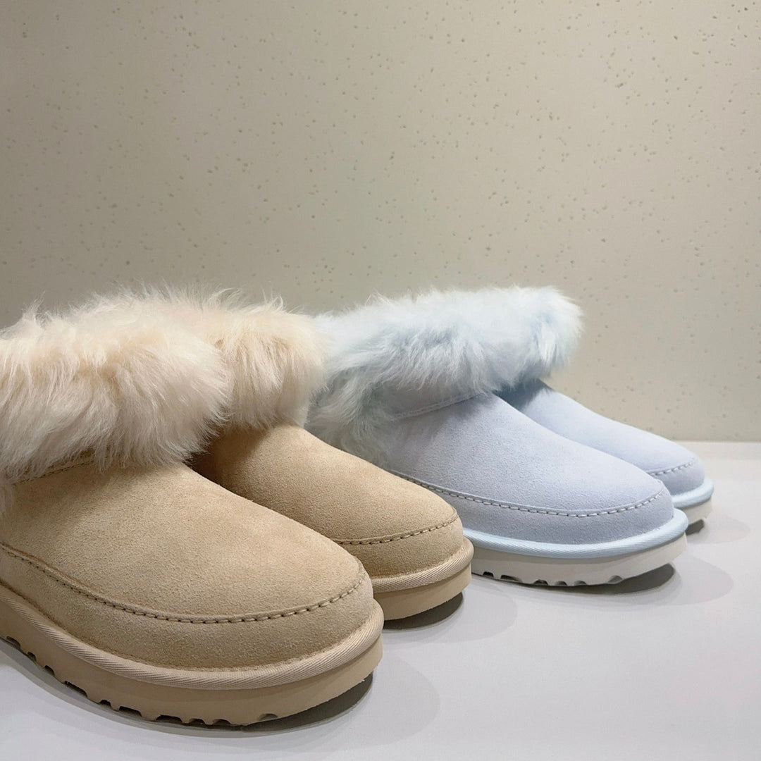 Damen Flauschige Hausschuhe mit elegantem Fleece und rutschfester Sohle EB