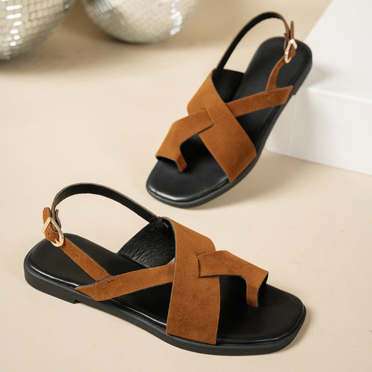 Damen Slingback Sandalen mit modischem Überkreuz-Riemendesign und komfortabler Sohle EB