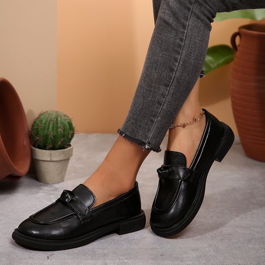 Damen klassische Loafer mit modischem Schleifendetail EB