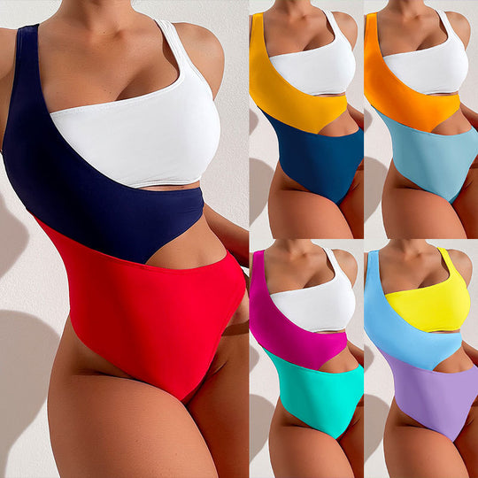 Damen Hochtaillierter Badeanzug mit modischen Cut-Outs EB
