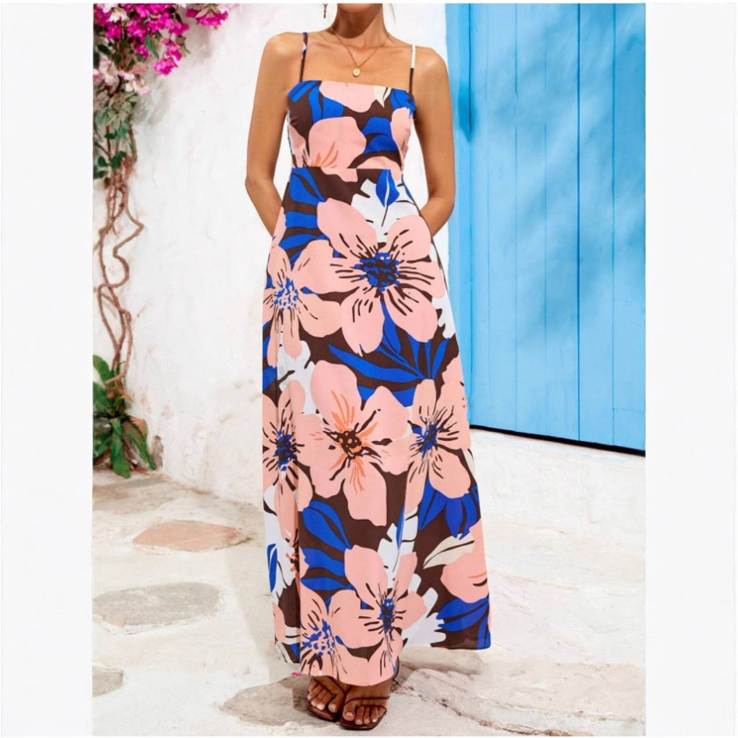 Damen Maxikleid mit floralem Musterschnitt und eleganter A-Linie EB