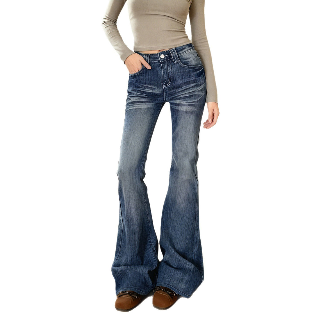 Damen Flared Jeans im lässigen Vintage-Stil mit hohem Bund und stylischen Waschungen EB