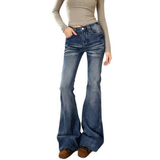 Damen Flared Jeans im lässigen Vintage-Stil mit hohem Bund und stylischen Waschungen EB