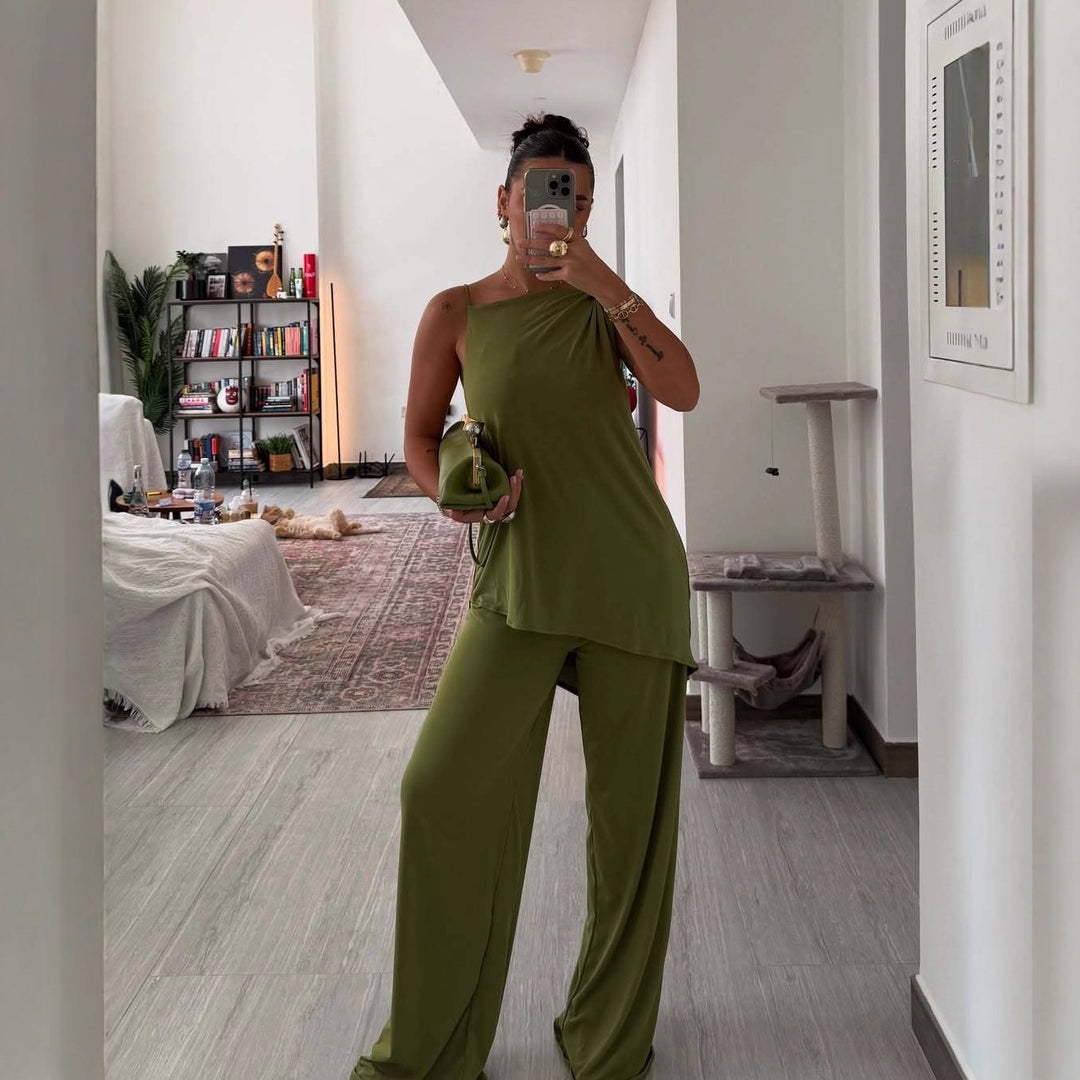 Damen Weite Palazzo-Hose mit elastischem Bund und fließendem Schnitt EB