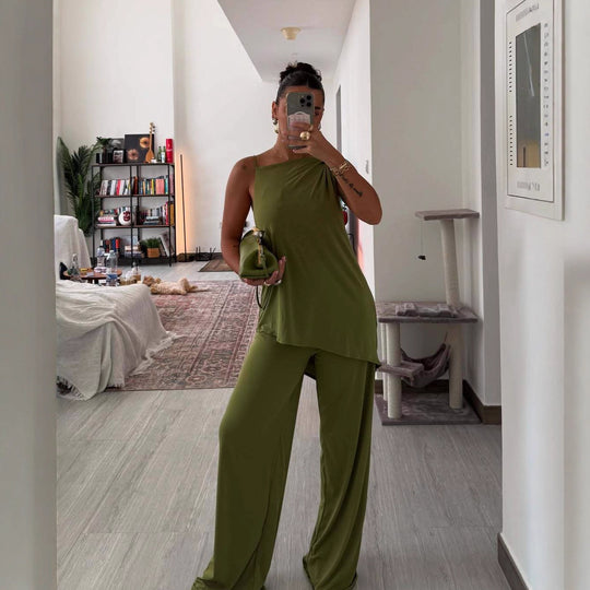 Damen Weite Palazzo-Hose mit elastischem Bund und fließendem Schnitt EB
