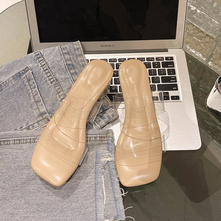 Damen Modische Mules mit blockiertem Absatz und komfortablem Fußbett EB