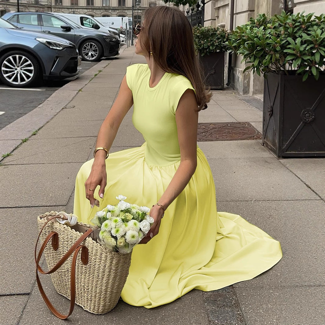 Damen Langes figurumspielendes Sommerkleid mit Längsnaht und elegantem Bund EB
