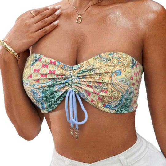 Damen Bandeau-Bikini-Oberteil mit verspieltem Muster EB