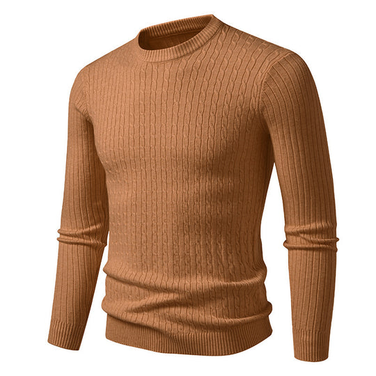 Herren modischer Strickpullover mit feinem Zopfmuster EB