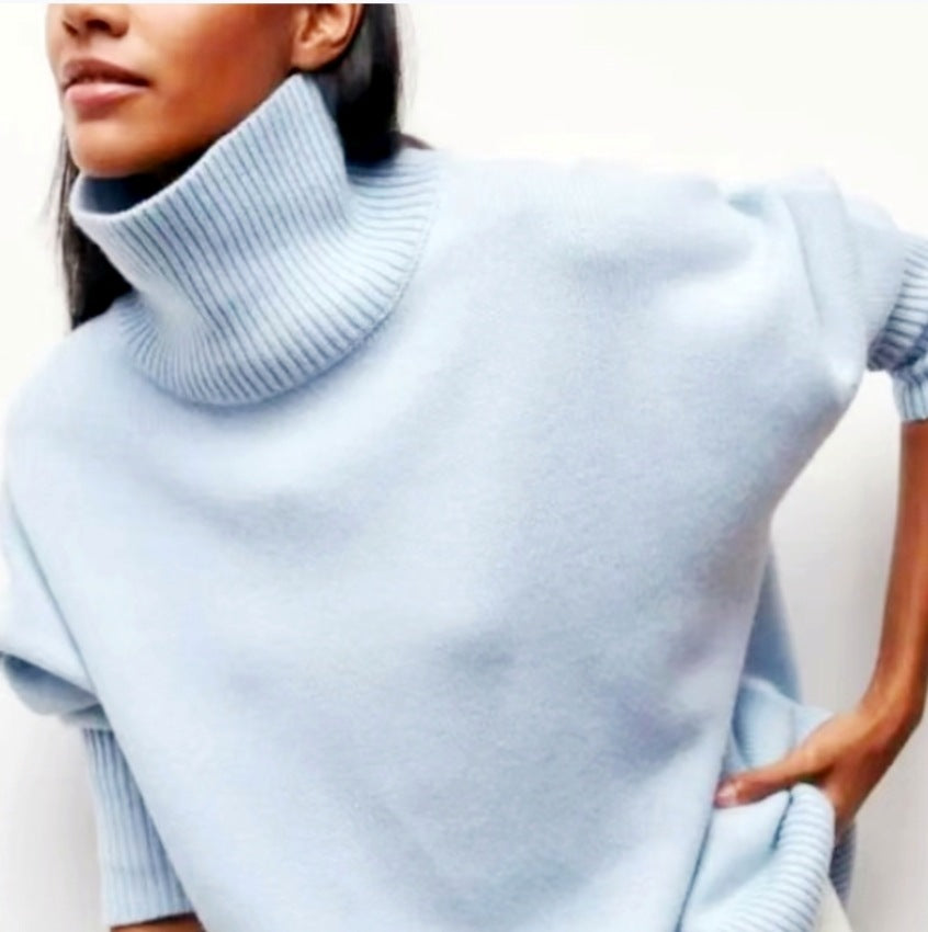 Damen Modischer Rollkragenpullover aus weichem Material EB