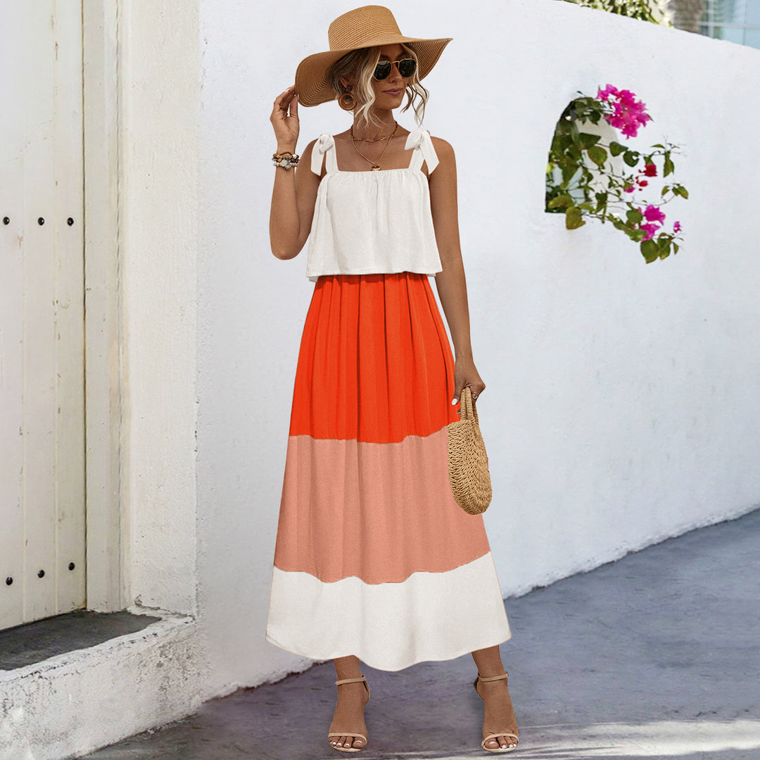 Damen Sommerliches Maxikleid mit verspieltem Bandeau-Oberteil und fließendem Rock EB