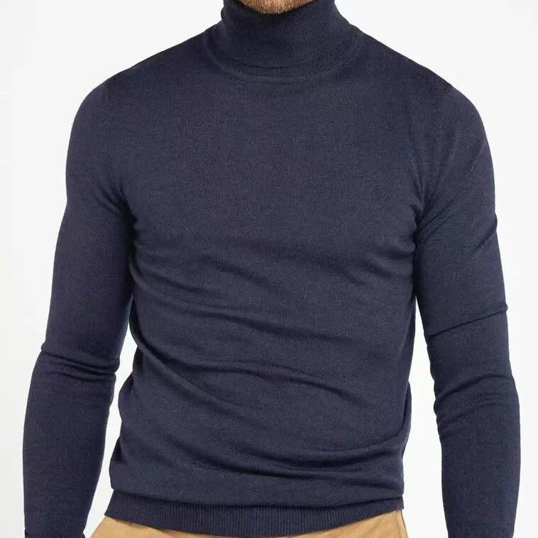 EB | Rollkragenpullover Slim Fit Weiche Atmungsaktive Baumwollmischung Gerippte Kanten