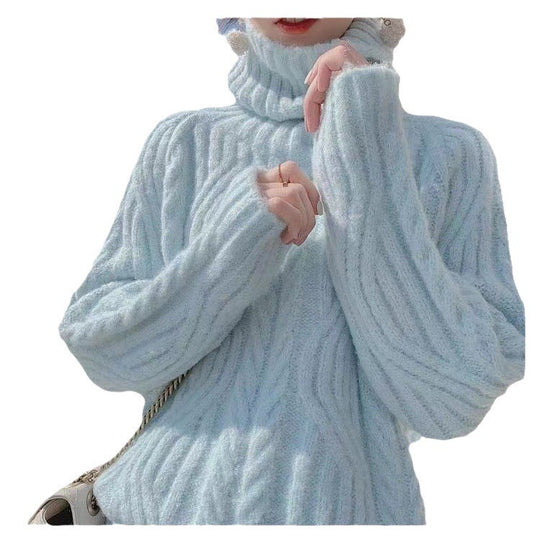Damen Grobstrickpullover mit hohem Kragen und weichem Material EB