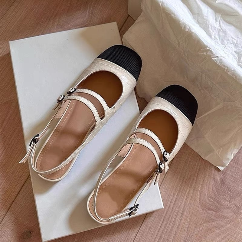 Damen Ballerinas mit stylischen Riemen und modischem Spitzenverschluss EB