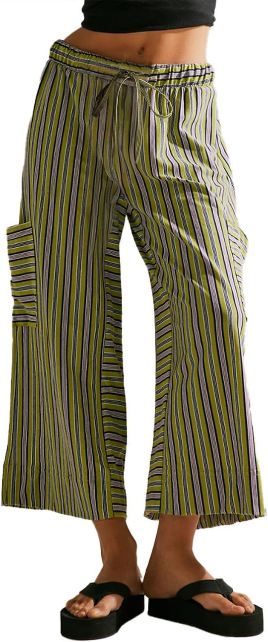 Damen gestreifte Weitbein-Hosen EB