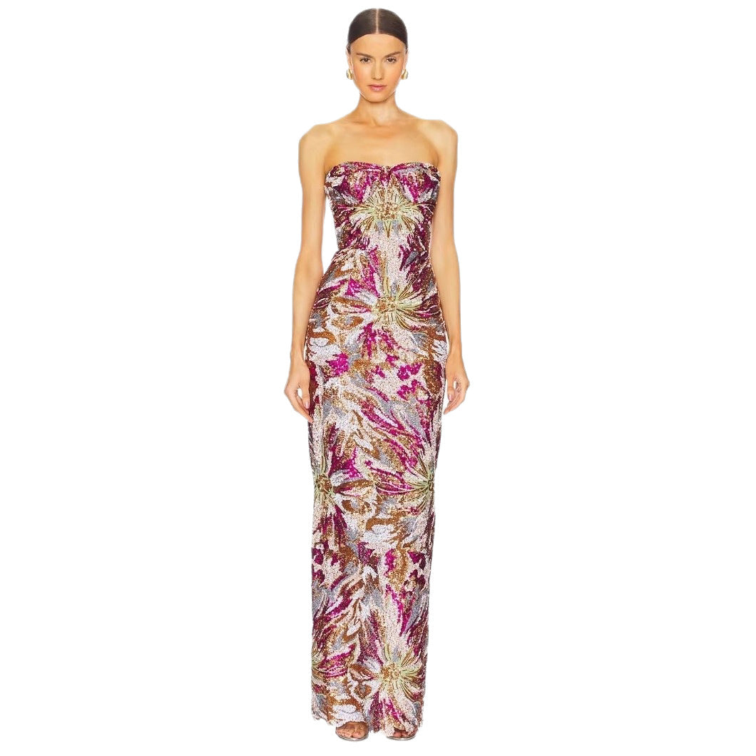 Damen Glamouröses Abendkleid mit schillernden Pailletten und taillierter Silhouette EB