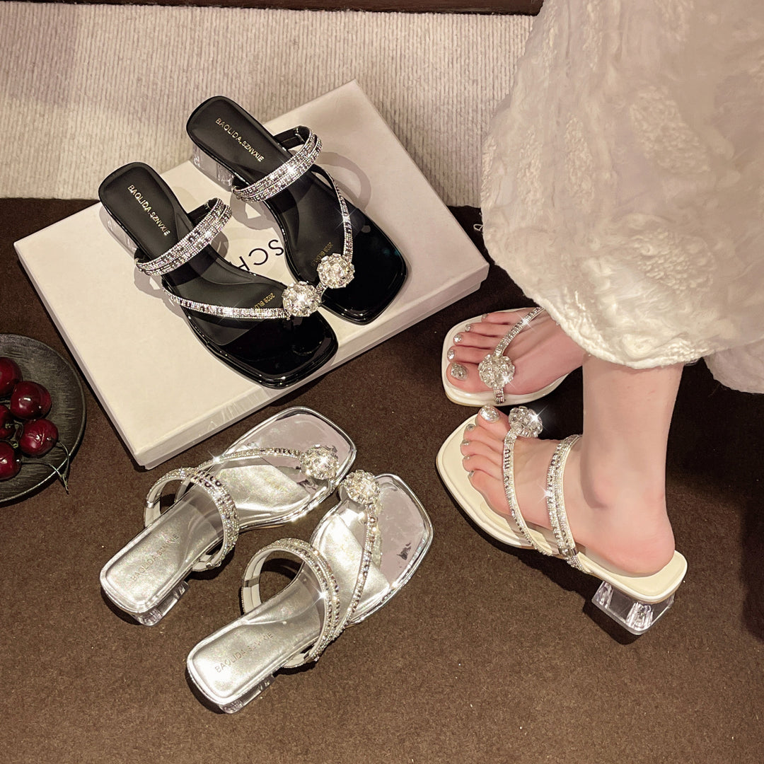 Damen Glamouröse Riemchen-Sandalen mit funkelndem Absatz EB