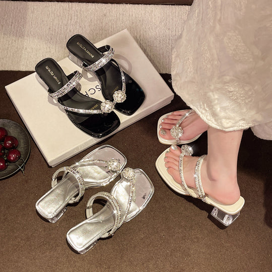 Damen Glamouröse Riemchen-Sandalen mit funkelndem Absatz EB
