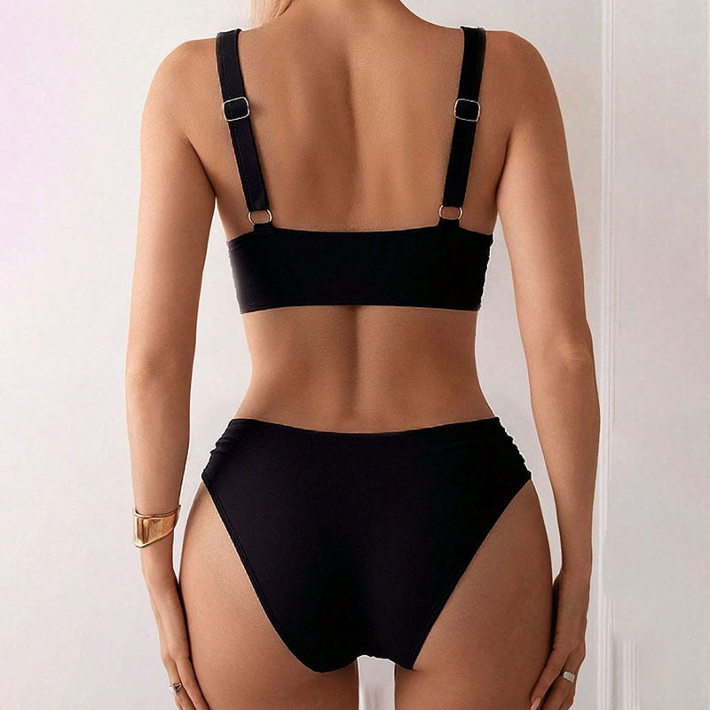 Damen Hochtaillierter Bikini mit geschmackvollem Wickeldesign EB