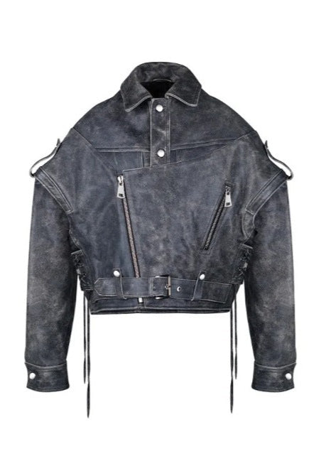 EB | Edge - Abgenutzte Schnür-Bikerjacke
